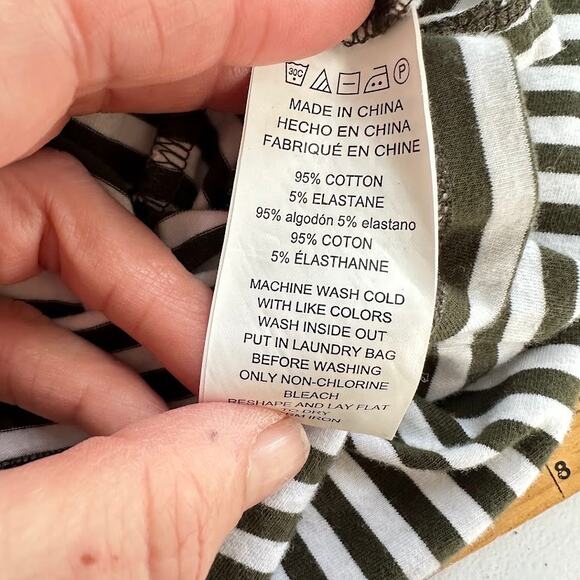 Michael Kors Striped Mini Dress Women's XL Green White Ruffle Sleeve Cotton Zip - Picture 7 of 10